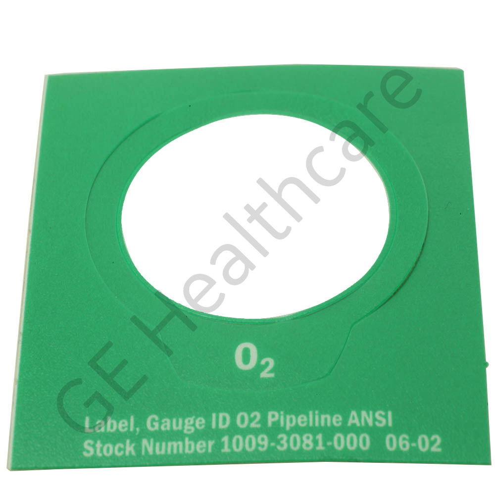 Label Gauge ID Green/White Oxygen Pipeline ANSI