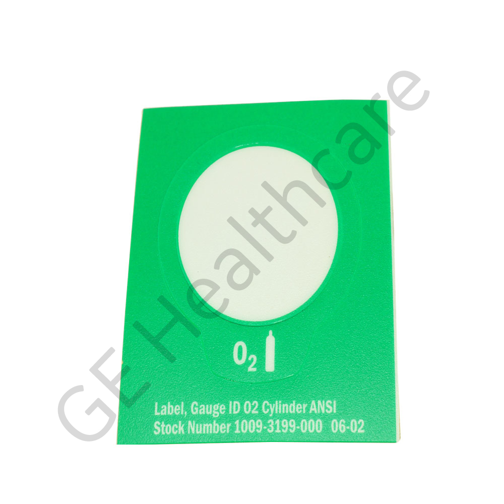 Label Gauge ID Green/White Oxygen Cylinder ANSI